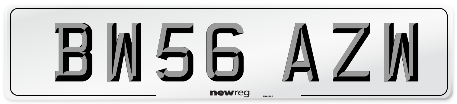 BW56 AZW Number Plate from New Reg